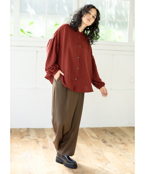 【セール】ギャザースリーブブラウス（シャツ/ブラウス）｜OSMOSIS（オズモーシス）