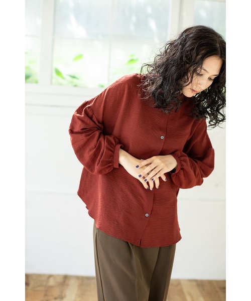 【セール】ギャザースリーブブラウス（シャツ/ブラウス）｜OSMOSIS（オズモーシス）