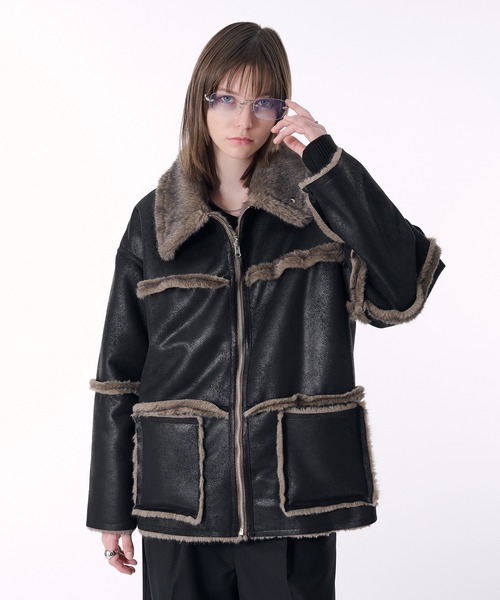 Milk　COS オーバーサイズリバーシブルムートンジャケット　XS REVERSIBLE FAKE MOUTON BOA JACKET/リバーシブルフェイクムートン