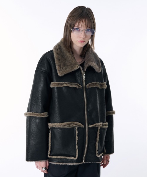 REVERSIBLE FAKE MOUTON BOA JACKET/リバーシブルフェイクムートン