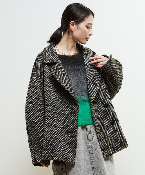 SOFFITTO（ソフィット）の「ショート丈コート（その他アウター・レディース・ブラック系その他/オフホワイト/サックスブルー・FREE）」の3枚目の写真