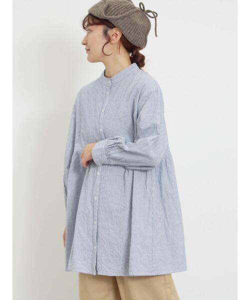 Samansa Mos2（サマンサ モスモス）の「ウエスト切替タックチュニック（チュニック・レディース・オフホワイト/チャコールグレー/グリーン/ブルー・F）」の4枚目の写真