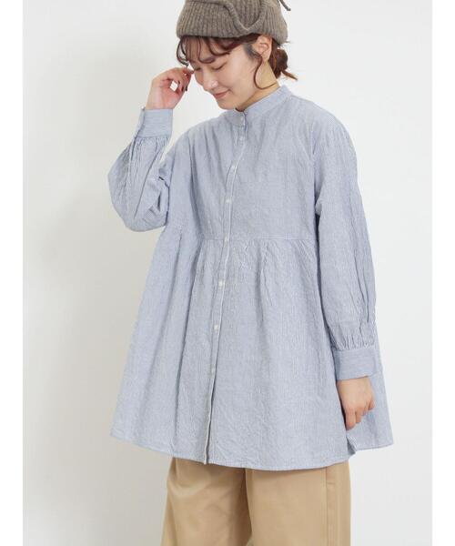 Samansa Mos2（サマンサ モスモス）の「ウエスト切替タックチュニック（チュニック・レディース・オフホワイト/チャコールグレー/グリーン/ブルー・F）」の6枚目の写真