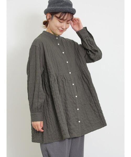 Samansa Mos2（サマンサ モスモス）の「ウエスト切替タックチュニック（チュニック・レディース・オフホワイト/チャコールグレー/グリーン/ブルー・F）」の12枚目の写真