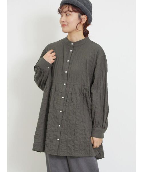 Samansa Mos2（サマンサ モスモス）の「ウエスト切替タックチュニック（チュニック・レディース・オフホワイト/チャコールグレー/グリーン/ブルー・F）」の13枚目の写真