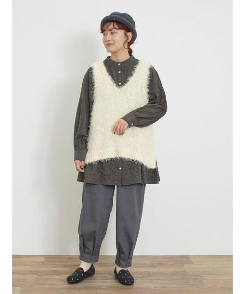 Samansa Mos2（サマンサ モスモス）の「ウエスト切替タックチュニック（チュニック・レディース・オフホワイト/チャコールグレー/グリーン/ブルー・F）」の14枚目の写真