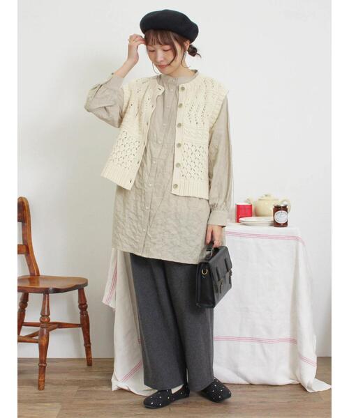 Samansa Mos2（サマンサ モスモス）の「ウエスト切替タックチュニック（チュニック・レディース・オフホワイト/チャコールグレー/グリーン/ブルー・F）」の20枚目の写真