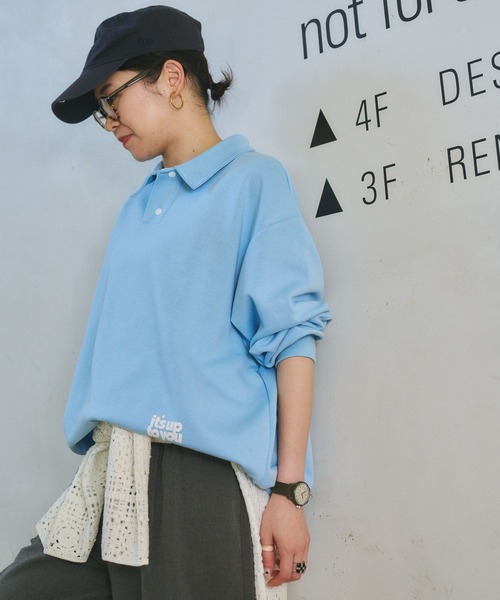 studio CLIP（スタディオクリップ）の「【CLIP BY STAFF】襟付き裏毛ロゴスウェット（スウェット・レディース・オフホワイト/ライトグレー/ライトブルー/ブラック・FREE）」の4枚目の写真