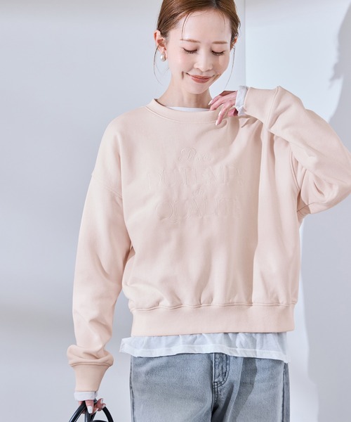 未使用級　ドゥロワー　薄ピンク　ベージュ　セーター 長袖　コットン　スウェット 未使用級 ドゥロワー 薄ピンク ベージュ セーター 長袖 コットン