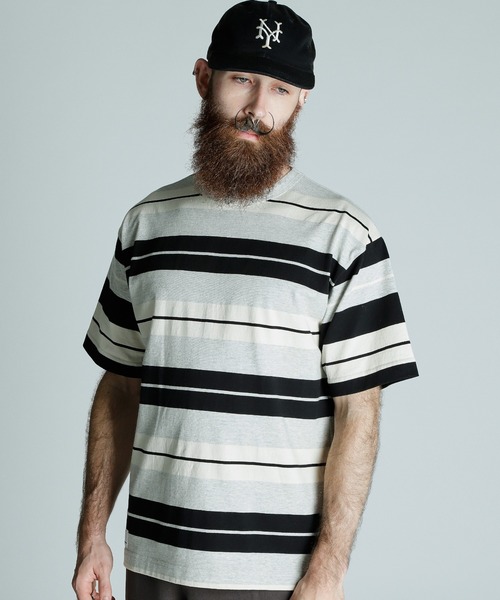 Schott(ショット)の「Schott/ショット/O.G. BORDER T-SHIRT/ボーダーTシャツ(Tシャツ/カットソー・メンズ・ブラック/グレー・M/L/XL/2XL)」の22枚目の写真