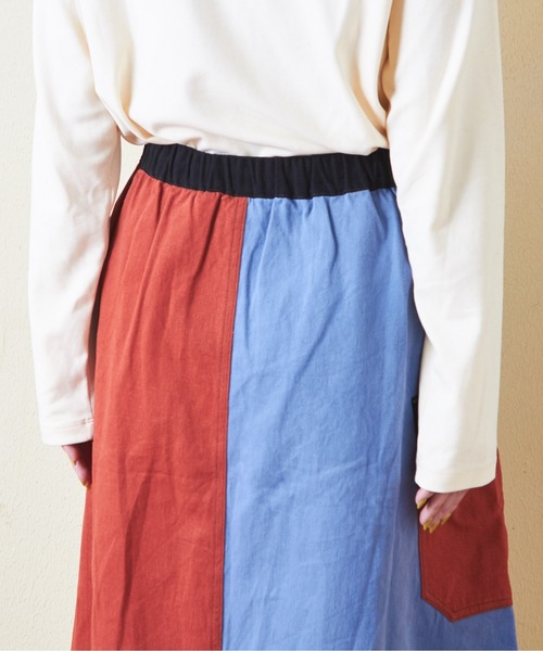 CUBE SUGAR（キューブシュガー）の「ピーチ起毛ツイルタックギャザースカート（スカート・レディース・レッド/ブラック/マルチ/ナチュラル/ブルー・M）」の15枚目の写真