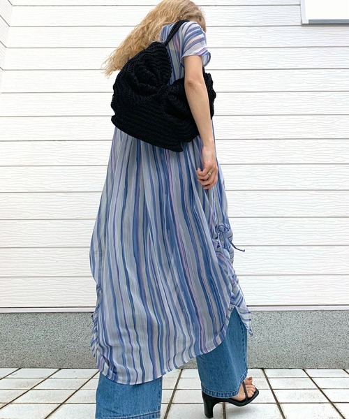 Q(キュー)の「クロッシェリボントート(トートバッグ・レディース・アイボリー/ブラック・ONE SIZE)」の12枚目の写真