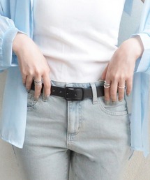 histoire（イストワール）の「【ユニセックス】ヴィンテージブラックシルバーバックルPUレザーベルト メンズ レディース（ベルト）」