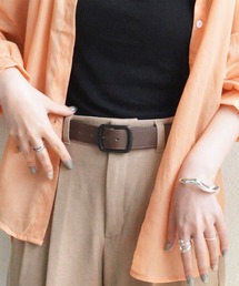 styiro（スタイロ）の「【ユニセックス】ヴィンテージブラックシルバーバックルPUレザーベルト メンズ レディース（ベルト）」