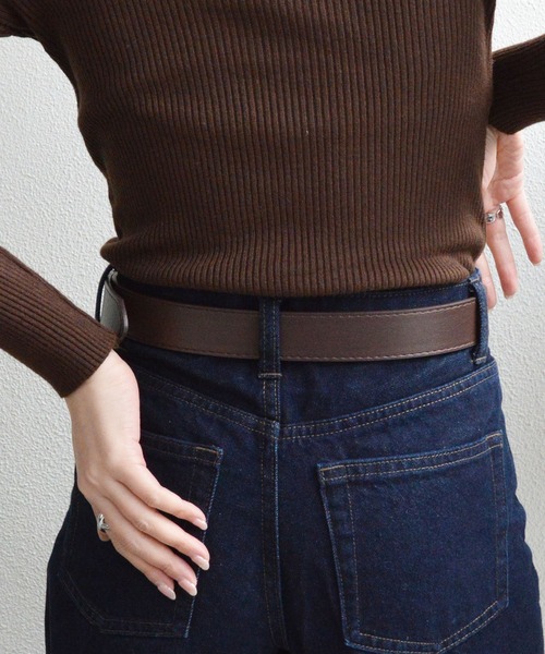 styiro(スタイロ)の「【ユニセックス】ヴィンテージブラックシルバーバックルPUレザーベルト メンズ レディース(ベルト・レディース・ブラック/ブラウン/ブラック系2/ブラウン系2・130cm/115cm/110cm/105cm)」の9枚目の写真