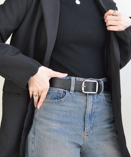 styiro(スタイロ)の「【ユニセックス】ヴィンテージブラックシルバーバックルPUレザーベルト メンズ レディース(ベルト・レディース・ブラック/ブラウン/ブラック系2/ブラウン系2・130cm/115cm/110cm/105cm)」の13枚目の写真