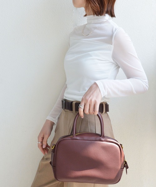 ★パリ発 Rouje★ LAURE ベルト レザー ボルドー × ゴールド Burgundy double-buckle leather belt | Rouje