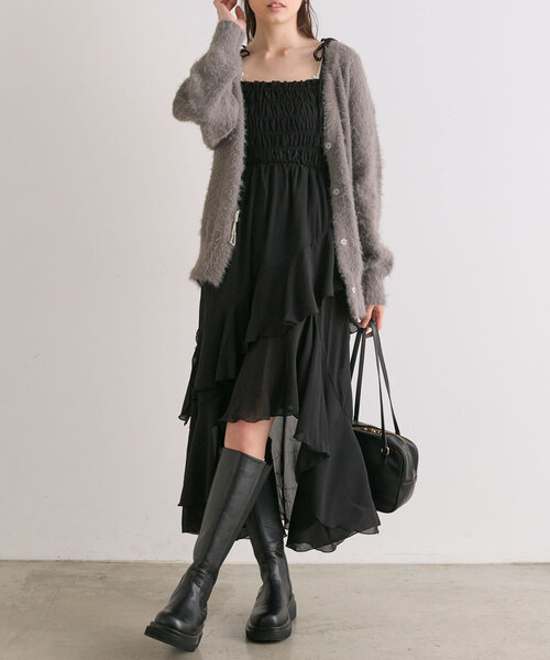 OLIVE des OLIVE(オリーブデオリーブ)の「フェザーリボンビジューカーデ(カーディガン/ボレロ・レディース・ピンク/モカ/オフホワイト/チャコールグレー・FREE)」の21枚目の写真