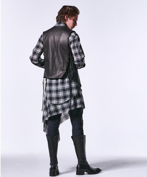 kiryuyrik（キリュウキリュウ）の「Kiryuyrik/キリュウキリュウ/Check HipHung Muffler（マフラー・メンズ・ブラック×ホワイト・FREE）」の7枚目の写真