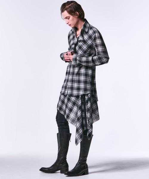 kiryuyrik（キリュウキリュウ）の「Kiryuyrik/キリュウキリュウ/Check HipHung Muffler（マフラー・メンズ・ブラック×ホワイト・FREE）」の8枚目の写真