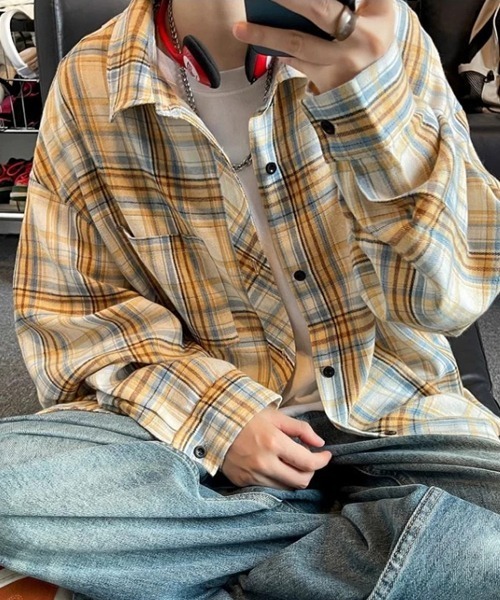 Ressaca（レサーカ）の「オーバーサイズチェック柄シャツ（シャツ/ブラウス・メンズ・ブルー/イエロー・XL/L/M）」の2枚目の写真