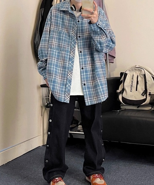 Ressaca（レサーカ）の「オーバーサイズチェック柄シャツ（シャツ/ブラウス・メンズ・ブルー/イエロー・XL/L/M）」の9枚目の写真