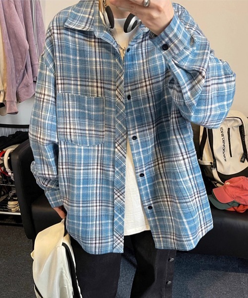 Ressaca（レサーカ）の「オーバーサイズチェック柄シャツ（シャツ/ブラウス・メンズ・ブルー/イエロー・XL/L/M）」の3枚目の写真