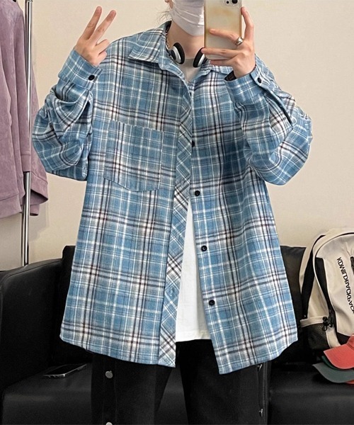 Ressaca（レサーカ）の「オーバーサイズチェック柄シャツ（シャツ/ブラウス・メンズ・ブルー/イエロー・XL/L/M）」の4枚目の写真