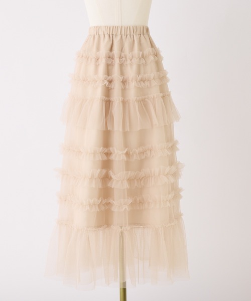 one after another NICE CLAUP（ワンアフターアナザーナイスクラップ）の「【tulle collection】チュールロングスカート（スカート・レディース・ブラウン/アイボリー/ベージュ・FREE）」の6枚目の写真