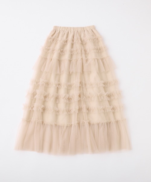 one after another NICE CLAUP（ワンアフターアナザーナイスクラップ）の「【tulle collection】チュールロングスカート（スカート・レディース・ブラウン/アイボリー/ベージュ・FREE）」の4枚目の写真