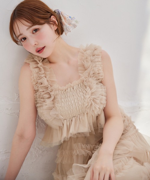 one after another NICE CLAUP（ワンアフターアナザーナイスクラップ）の「【tulle collection】チュールロングスカート（スカート・レディース・ブラウン/アイボリー/ベージュ・FREE）」の11枚目の写真