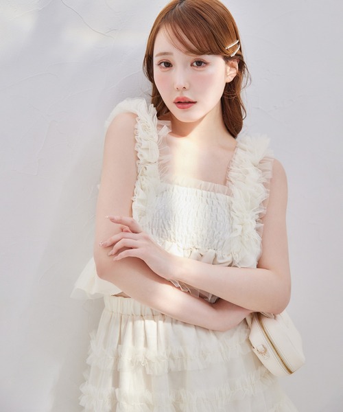 one after another NICE CLAUP（ワンアフターアナザーナイスクラップ）の「【tulle collection】チュールロングスカート（スカート・レディース・ブラウン/アイボリー/ベージュ・FREE）」の10枚目の写真