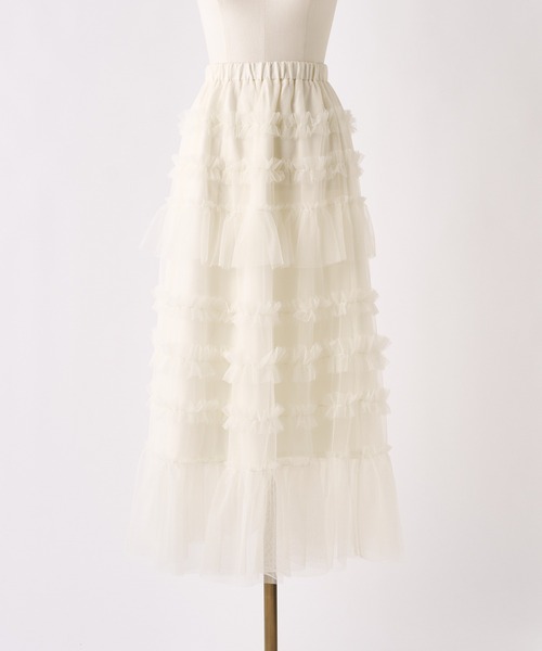 one after another NICE CLAUP（ワンアフターアナザーナイスクラップ）の「【tulle collection】チュールロングスカート（スカート・レディース・ブラウン/アイボリー/ベージュ・FREE）」の13枚目の写真