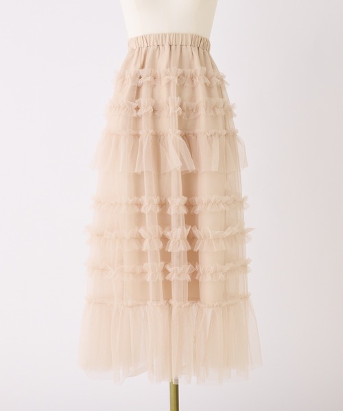 one after another NICE CLAUP（ワンアフターアナザーナイスクラップ）の「【tulle collection】チュールロングスカート（スカート・レディース・ブラウン/アイボリー/ベージュ・FREE）」の14枚目の写真