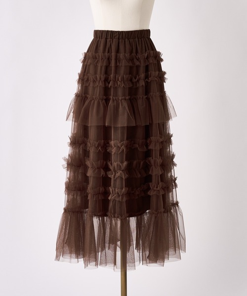 one after another NICE CLAUP（ワンアフターアナザーナイスクラップ）の「【tulle collection】チュールロングスカート（スカート・レディース・ブラウン/アイボリー/ベージュ・FREE）」の15枚目の写真