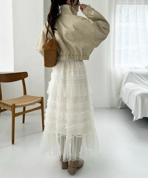 one after another NICE CLAUP（ワンアフターアナザーナイスクラップ）の「【tulle collection】チュールロングスカート（スカート・レディース・ブラウン/アイボリー/ベージュ・FREE）」の17枚目の写真