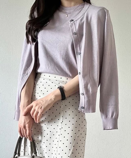 aquagarage（アクアガレージ）の「ニットアンサンブル（カーディガン/ボレロ・レディース・ブラック/グレイッシュベージュ/アイボリー/グレー/ネイビー/イエロー/ライトパープル/グリーン/ピンク/ブラウン/ボルドー/ホワイト/ライトグリーン/レッド・M/L）」の10枚目の写真