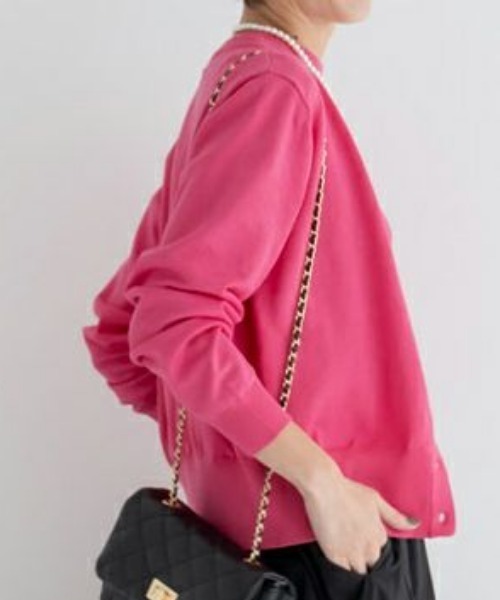 aquagarage（アクアガレージ）の「ニットアンサンブル（カーディガン/ボレロ・レディース・ブラック/グレイッシュベージュ/アイボリー/グレー/ネイビー/イエロー/ライトパープル/グリーン/ピンク/ブラウン/ボルドー/ホワイト/ライトグリーン/レッド・M/L）」の12枚目の写真