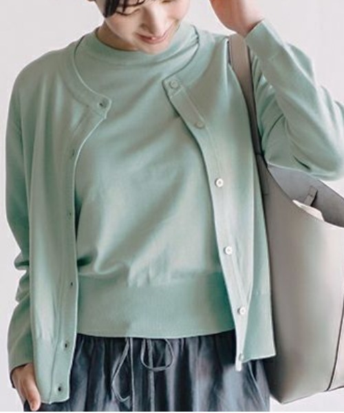 aquagarage（アクアガレージ）の「ニットアンサンブル（カーディガン/ボレロ・レディース・ブラック/グレイッシュベージュ/アイボリー/グレー/ネイビー/イエロー/ライトパープル/グリーン/ピンク/ブラウン/ボルドー/ホワイト/ライトグリーン/レッド・M/L）」の8枚目の写真