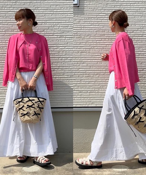 aquagarage（アクアガレージ）の「ニットアンサンブル（カーディガン/ボレロ・レディース・ブラック/グレイッシュベージュ/アイボリー/グレー/ネイビー/イエロー/ライトパープル/グリーン/ピンク/ブラウン/ボルドー/ホワイト/ライトグリーン/レッド・M/L）」の16枚目の写真