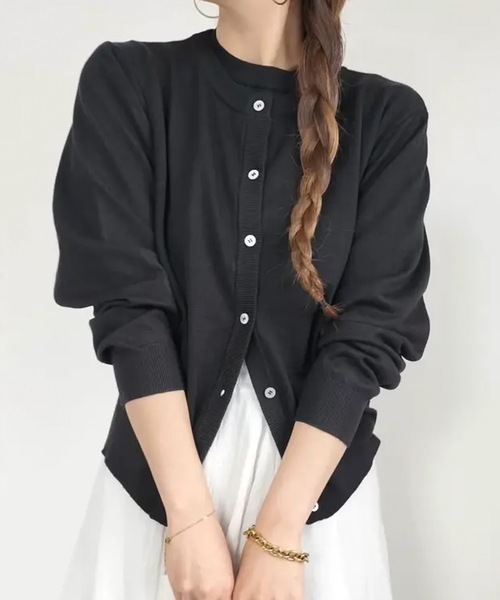 aquagarage（アクアガレージ）の「ニットアンサンブル（カーディガン/ボレロ・レディース・ブラック/グレイッシュベージュ/アイボリー/グレー/ネイビー/イエロー/ライトパープル/グリーン/ピンク/ブラウン/ボルドー/ホワイト/ライトグリーン/レッド・M/L）」の19枚目の写真