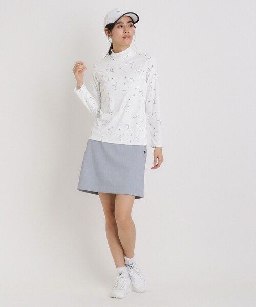 adabat（アダバット）の「UVカット ロゴドットプリント長袖モックネックT（Tシャツ/カットソー・レディース・ホワイト系1/ネイビー系・36/42/38/40）」の4枚目の写真