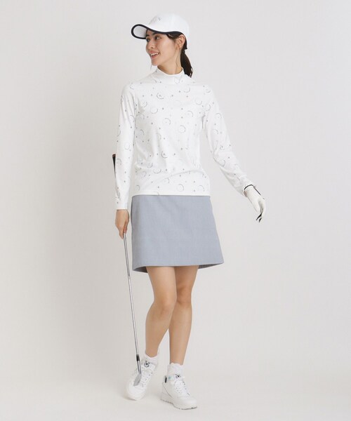 adabat（アダバット）の「UVカット ロゴドットプリント長袖モックネックT（Tシャツ/カットソー・レディース・ホワイト系1/ネイビー系・36/42/38/40）」の5枚目の写真