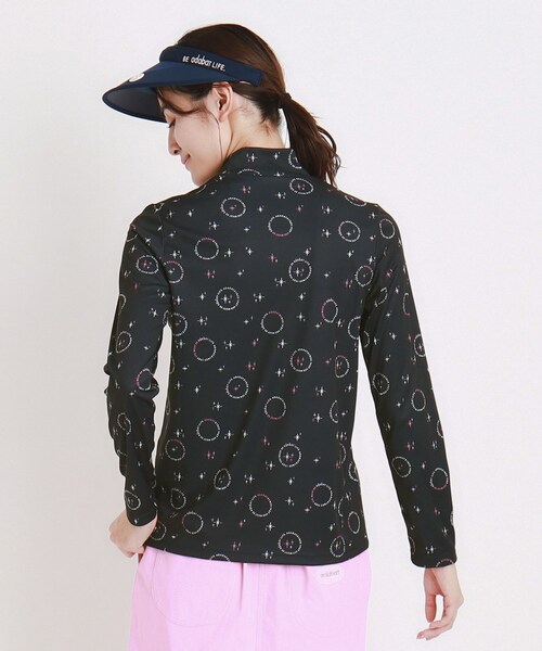 adabat（アダバット）の「UVカット ロゴドットプリント長袖モックネックT（Tシャツ/カットソー・レディース・ホワイト系1/ネイビー系・36/42/38/40）」の8枚目の写真