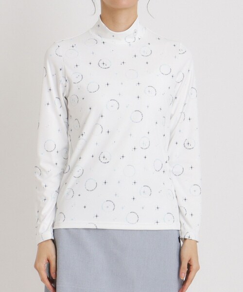 adabat（アダバット）の「UVカット ロゴドットプリント長袖モックネックT（Tシャツ/カットソー・レディース・ホワイト系1/ネイビー系・36/42/38/40）」の12枚目の写真