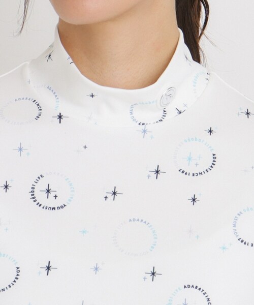 adabat（アダバット）の「UVカット ロゴドットプリント長袖モックネックT（Tシャツ/カットソー・レディース・ホワイト系1/ネイビー系・36/42/38/40）」の15枚目の写真