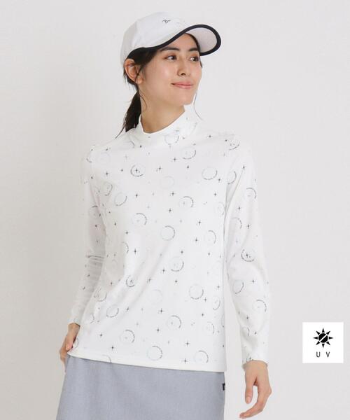 adabat（アダバット）の「UVカット ロゴドットプリント長袖モックネックT（Tシャツ/カットソー・レディース・ホワイト系1/ネイビー系・36/42/38/40）」の17枚目の写真