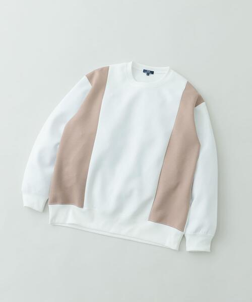 ITEMS URBANRESEARCH（アイテムズ アーバンリサーチ）の「ストレッチダンボール 切替トップス B（スウェット・メンズ・モカ/ネイビー/ブラック・MEDIUM/LARGE）」の3枚目の写真