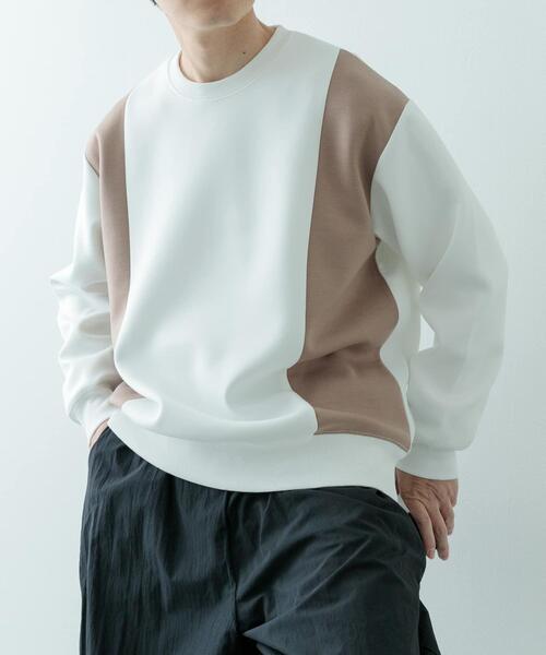 ITEMS URBANRESEARCH（アイテムズ アーバンリサーチ）の「ストレッチダンボール 切替トップス B（スウェット・メンズ・モカ/ネイビー/ブラック・MEDIUM/LARGE）」の7枚目の写真