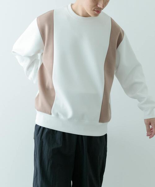 ITEMS URBANRESEARCH（アイテムズ アーバンリサーチ）の「ストレッチダンボール 切替トップス B（スウェット・メンズ・モカ/ネイビー/ブラック・MEDIUM/LARGE）」の9枚目の写真